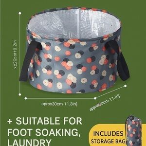 18L Foldable Foot Soak Basin 11.8”x10.2” – Floral Portable Wash Bucket with Hand